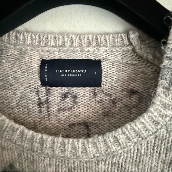 Lucky Brand women’s floral cotton wool boxy sweater grey pink size large - Picture 4 of 7